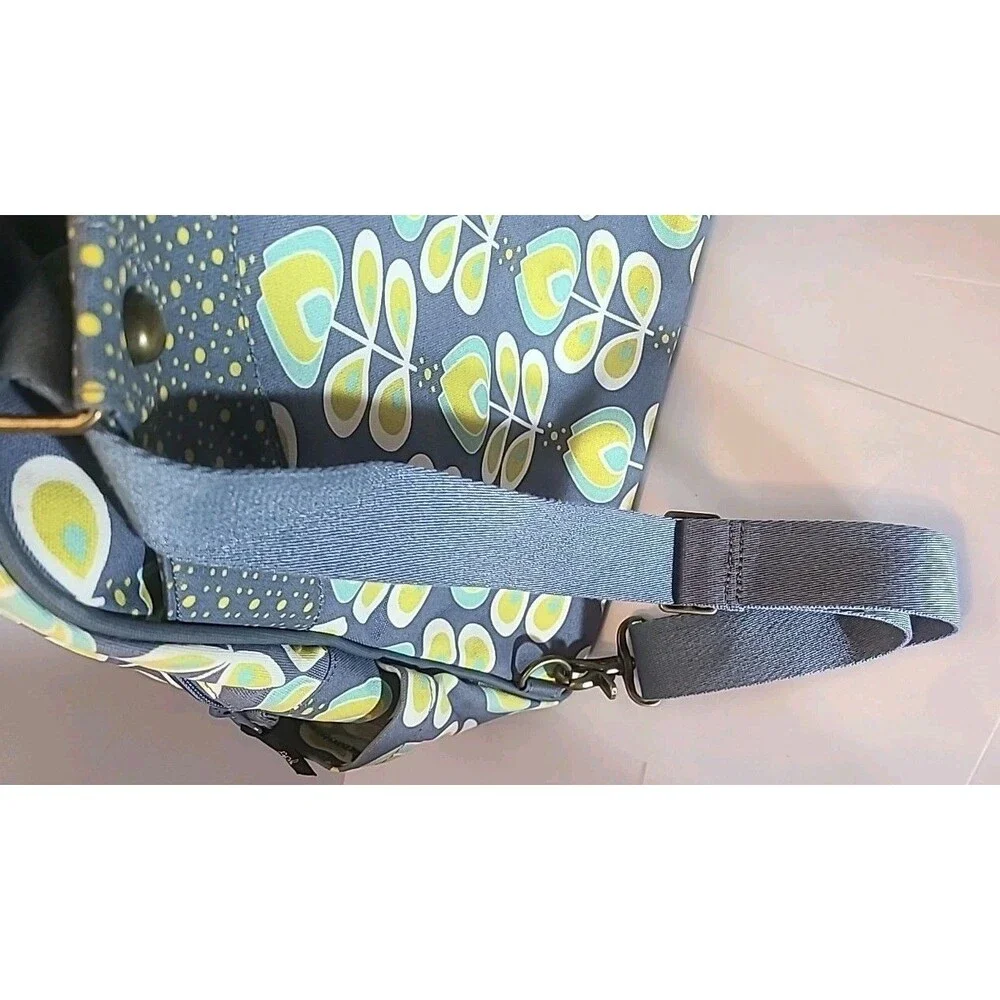 Petunia Pickle Bottom Sashay Satchel Backpack Diaper Bag Gray Blue Floral